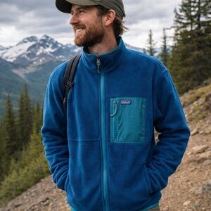 Patagonia reversible shelled Microdini jacket belay Blue Fleece Jacket great con
